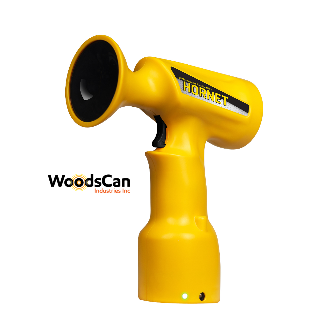 WoodsCan Hornet Rechargeable Electric Air Horn - the world's most advanced signaling device for industrial and recreational safety.