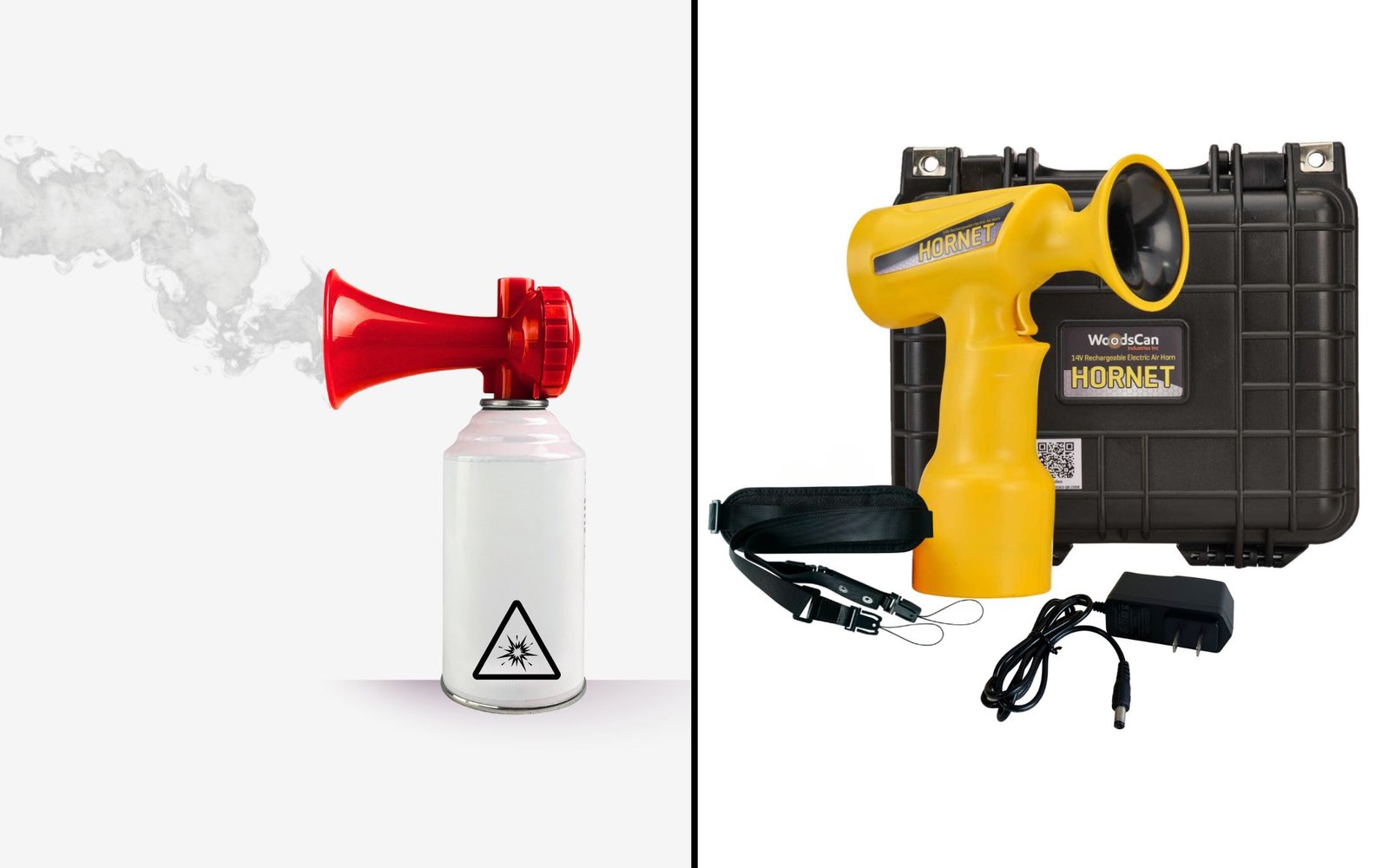 How long does an air horn last? WoodsCan Hornet rechargeable electric air horn